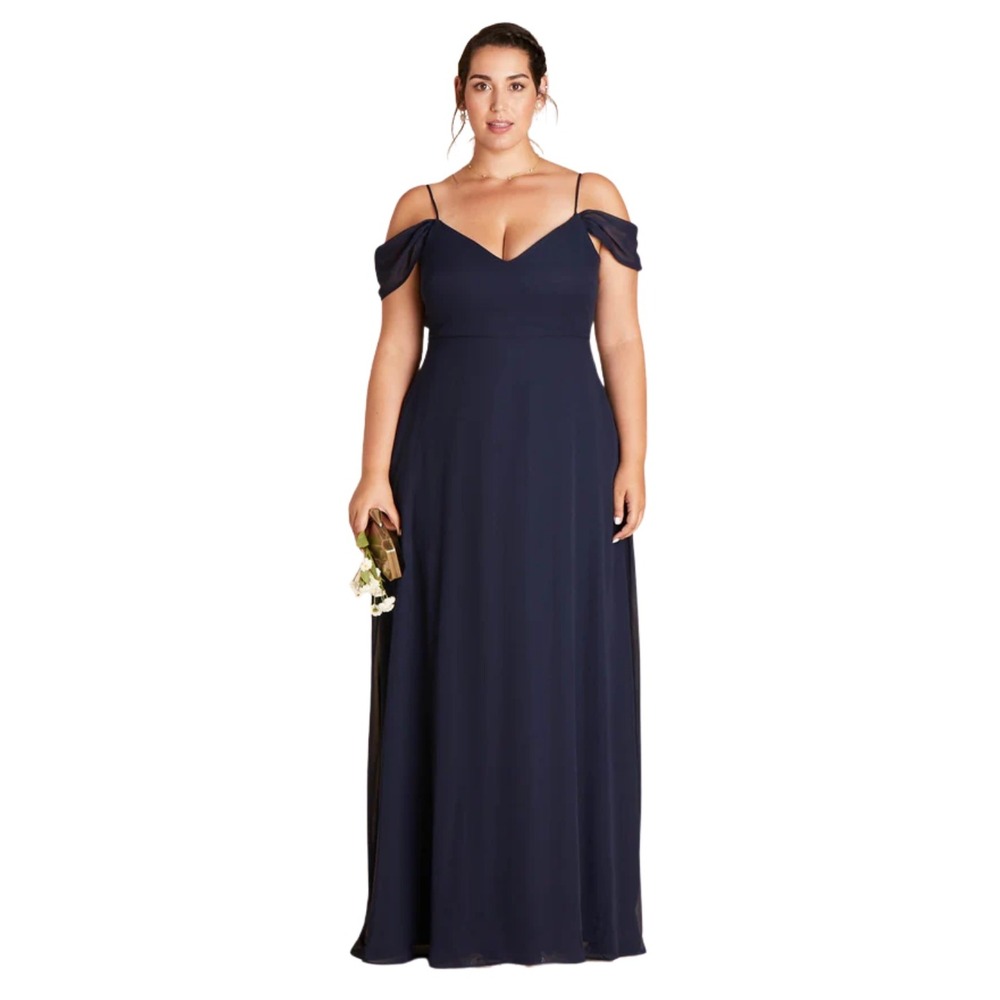 Birdy Grey Devin Chiffon Maxi Bridesmaid Dress Navy Blue XXL NWT Convertible